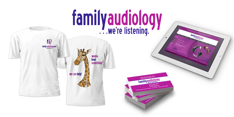 Web Design, T-shirt, Business Card Design for Family Audiology